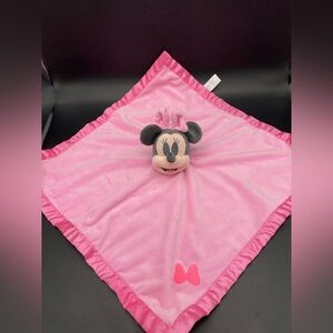 Minnie Mouse Plush Lovey Security Blanket Pink Satin 15”x15” Disney Baby Plush